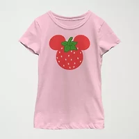 Disney Little & Big Kid Girls Round Neck Short Sleeve Slim Fit Minnie Mouse Graphic T-Shirt