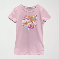 Little & Big Kid Girls Crew Neck Short Sleeve Slim Fit Justice League Graphic T-Shirt