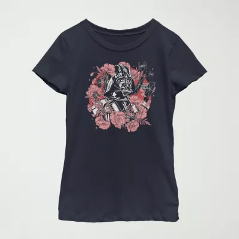 Little & Big Kid Girls Crew Neck Short Sleeve Slim Fit Star Wars Graphic T-Shirt