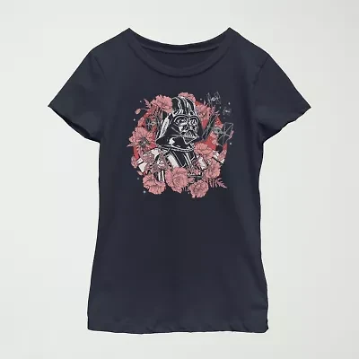 Little & Big Kid Girls Crew Neck Short Sleeve Slim Fit Star Wars Graphic T-Shirt