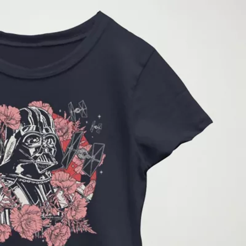 Little & Big Kid Girls Crew Neck Short Sleeve Slim Fit Star Wars Graphic T-Shirt