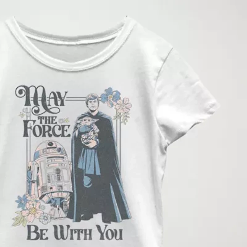 Little & Big Kid Girls Crew Neck Short Sleeve Slim Fit Star Wars Graphic T-Shirt