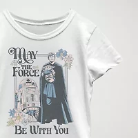 Little & Big Kid Girls Crew Neck Short Sleeve Slim Fit Star Wars Graphic T-Shirt