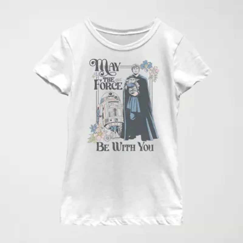 Little & Big Kid Girls Crew Neck Short Sleeve Slim Fit Star Wars Graphic T-Shirt