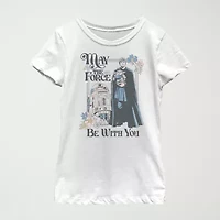 Little & Big Kid Girls Crew Neck Short Sleeve Slim Fit Star Wars Graphic T-Shirt