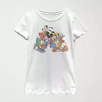 Disney Little & Big Kid Girls Crew Neck Short Sleeve Slim Fit Mickey and Friends Graphic T-Shirt
