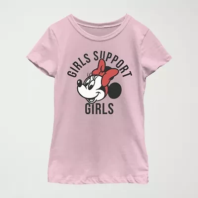 Little & Big Kid Girls Crew Neck Short Sleeve Slim Fit Minnie Mouse Graphic T-Shirt