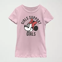 Little & Big Kid Girls Crew Neck Short Sleeve Slim Fit Minnie Mouse Graphic T-Shirt