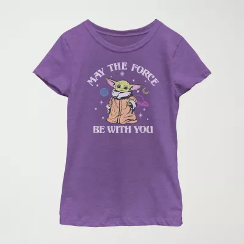 Little & Big Kid Girls Crew Neck Short Sleeve Slim Fit Star Wars Graphic T-Shirt