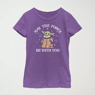 Little & Big Kid Girls Crew Neck Short Sleeve Slim Fit Star Wars Graphic T-Shirt