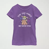 Little & Big Kid Girls Crew Neck Short Sleeve Slim Fit Star Wars Graphic T-Shirt