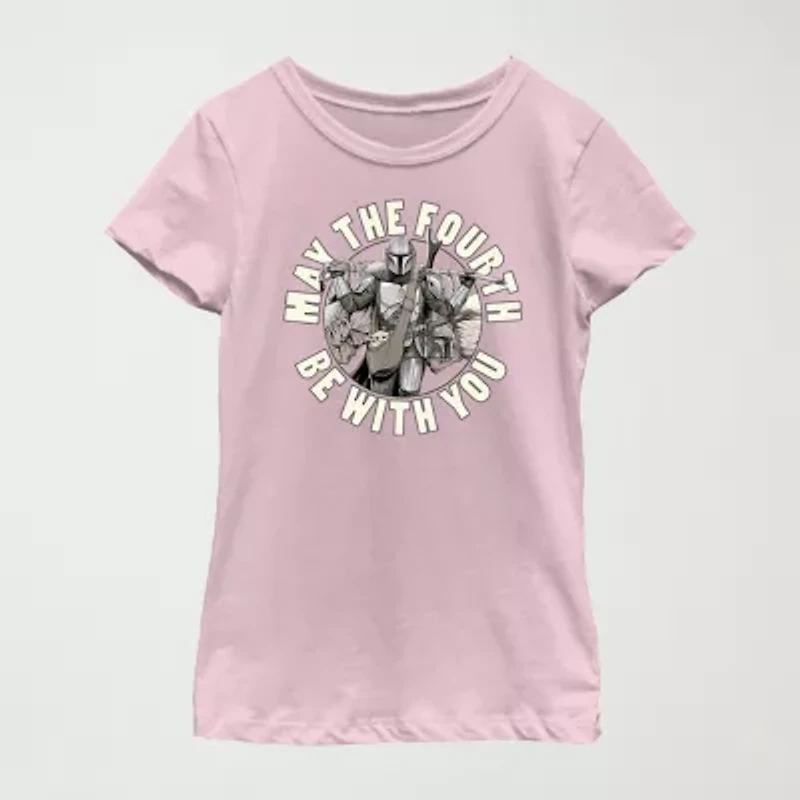 Little & Big Kid Girls Crew Neck Short Sleeve Slim Fit Star Wars Graphic T-Shirt
