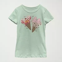 Little & Big Kid Girls Crew Neck Short Sleeve Slim Fit Mickey and Friends Graphic T-Shirt