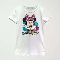 Little & Big Kid Girls Crew Neck Short Sleeve Slim Fit Minnie Mouse Graphic T-Shirt