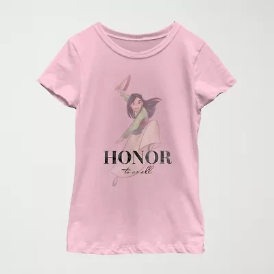 Little & Big Kid Girls Crew Neck Short Sleeve Slim Fit Marvel Graphic T-Shirt