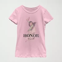 Little & Big Kid Girls Crew Neck Short Sleeve Slim Fit Marvel Graphic T-Shirt