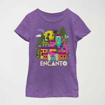 Disney Encanto Little & Big Kid Girls Crew Neck Short Sleeve Slim Fit Graphic T-Shirt
