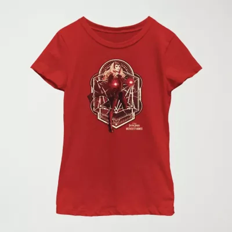 Little & Big Kid Girls Crew Neck Short Sleeve Slim Fit Doctor Strange Marvel Graphic T-Shirt