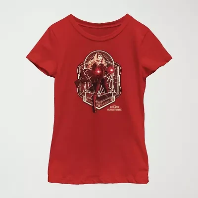 Little & Big Kid Girls Crew Neck Short Sleeve Slim Fit Doctor Strange Marvel Graphic T-Shirt