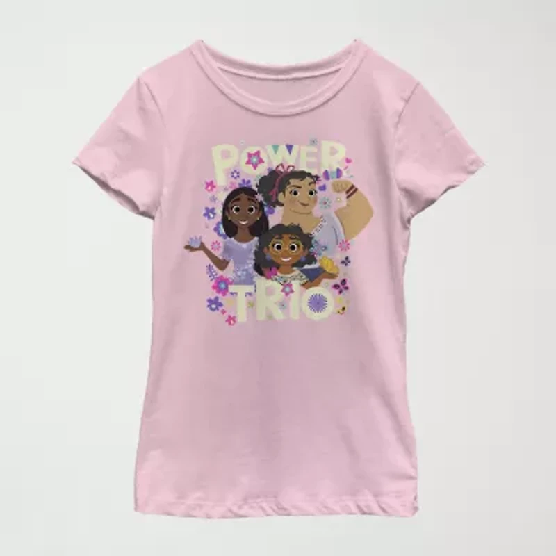 Disney Encanto Little & Big Kid Girls Crew Neck Short Sleeve Slim Fit Graphic T-Shirt