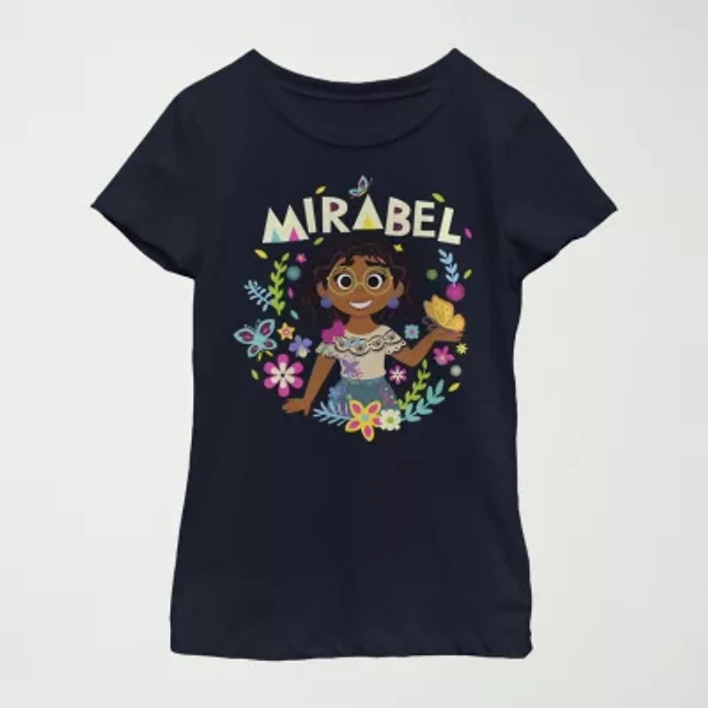 Disney Encanto Little & Big Kid Girls Crew Neck Short Sleeve Slim Fit Graphic T-Shirt