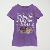 Disney Encanto Little & Big Kid Girls Crew Neck Short Sleeve Slim Fit Graphic T-Shirt