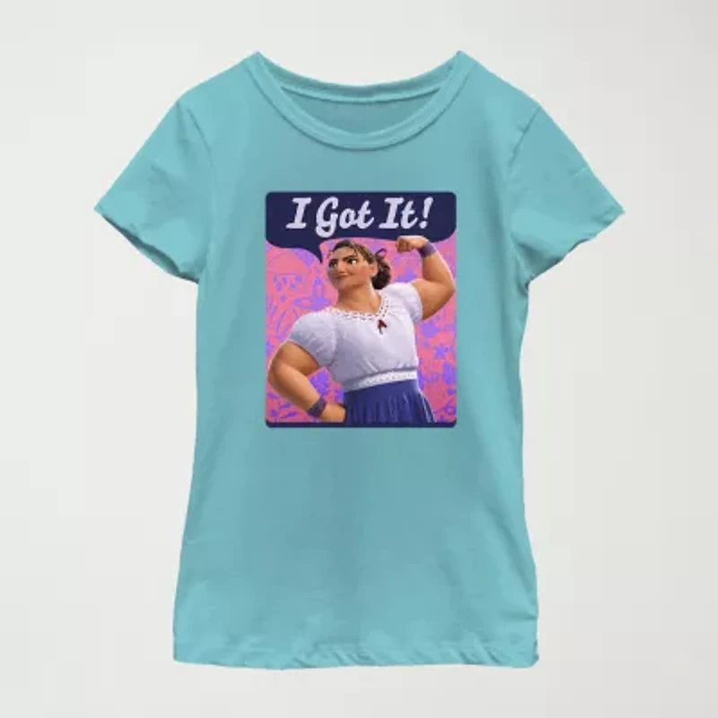 Disney Encanto Little & Big Kid Girls Crew Neck Short Sleeve Slim Fit Graphic T-Shirt
