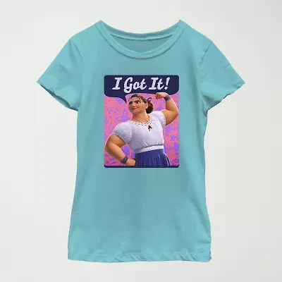 Disney Encanto Little & Big Kid Girls Crew Neck Short Sleeve Slim Fit Graphic T-Shirt