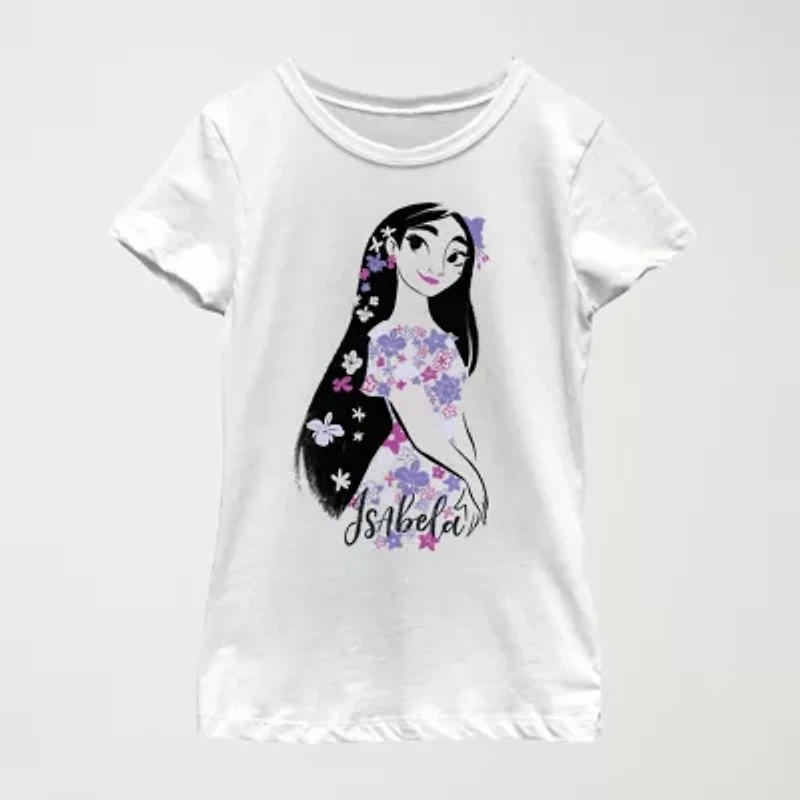 Disney Encanto Little & Big Kid Girls Crew Neck Short Sleeve Slim Fit Graphic T-Shirt