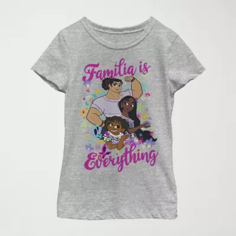 Disney Encanto Little & Big Kid Girls Crew Neck Short Sleeve Slim Fit Graphic T-Shirt