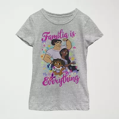 Disney Encanto Little & Big Kid Girls Crew Neck Short Sleeve Slim Fit Graphic T-Shirt