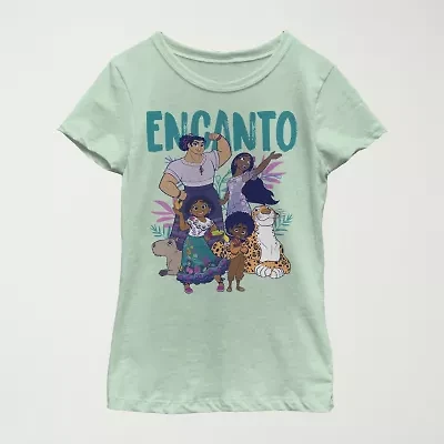 Disney Encanto Little & Big Kid Girls Crew Neck Short Sleeve Slim Fit Graphic T-Shirt