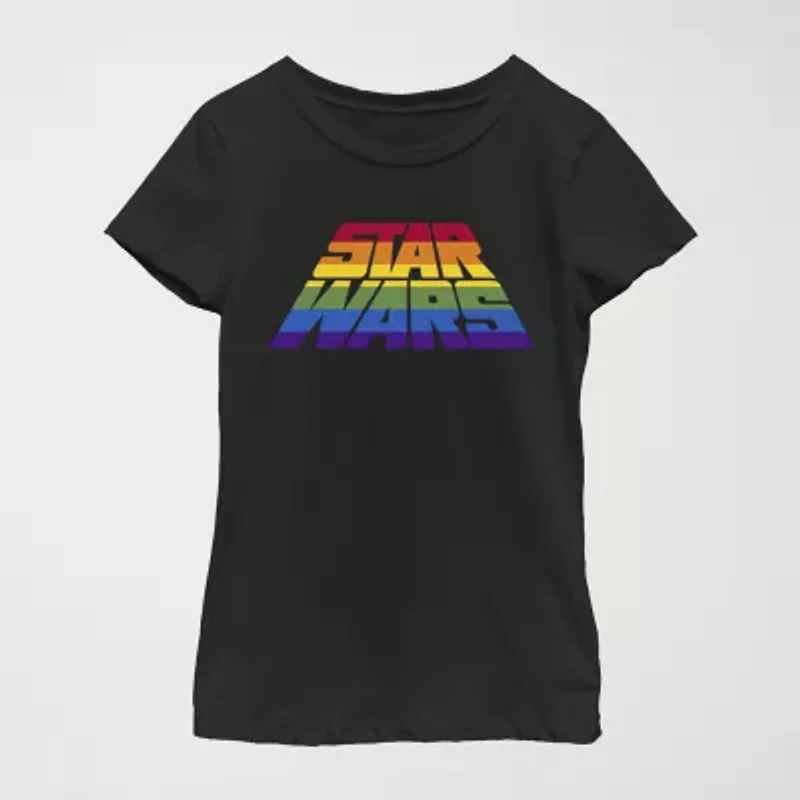 Little & Big Kid Girls Crew Neck Short Sleeve Slim Fit Star Wars Graphic T-Shirt