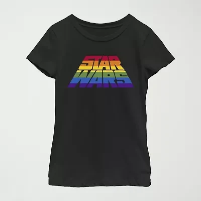 Little & Big Kid Girls Crew Neck Short Sleeve Slim Fit Star Wars Graphic T-Shirt