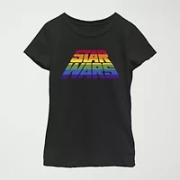 Little & Big Kid Girls Crew Neck Short Sleeve Slim Fit Star Wars Graphic T-Shirt