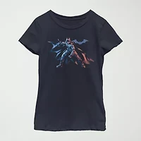 Little & Big Kid Girls Crew Neck Short Sleeve Slim Fit Batman Graphic T-Shirt