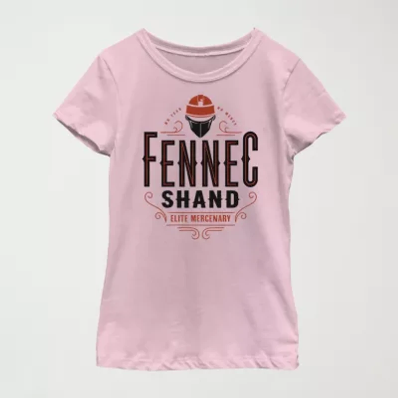 Fennec Shand Little & Big Kid Girls Crew Neck Short Sleeve Slim Fit Star Wars Graphic T-Shirt