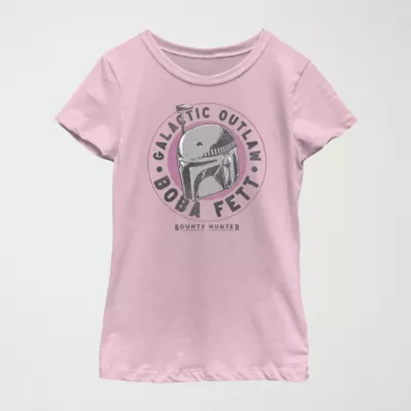 Boba Fett Little & Big Kid Girls Crew Neck Short Sleeve Slim Fit Star Wars Graphic T-Shirt