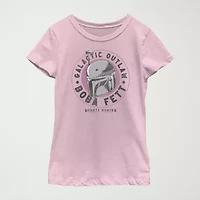 Boba Fett Little & Big Kid Girls Crew Neck Short Sleeve Slim Fit Star Wars Graphic T-Shirt