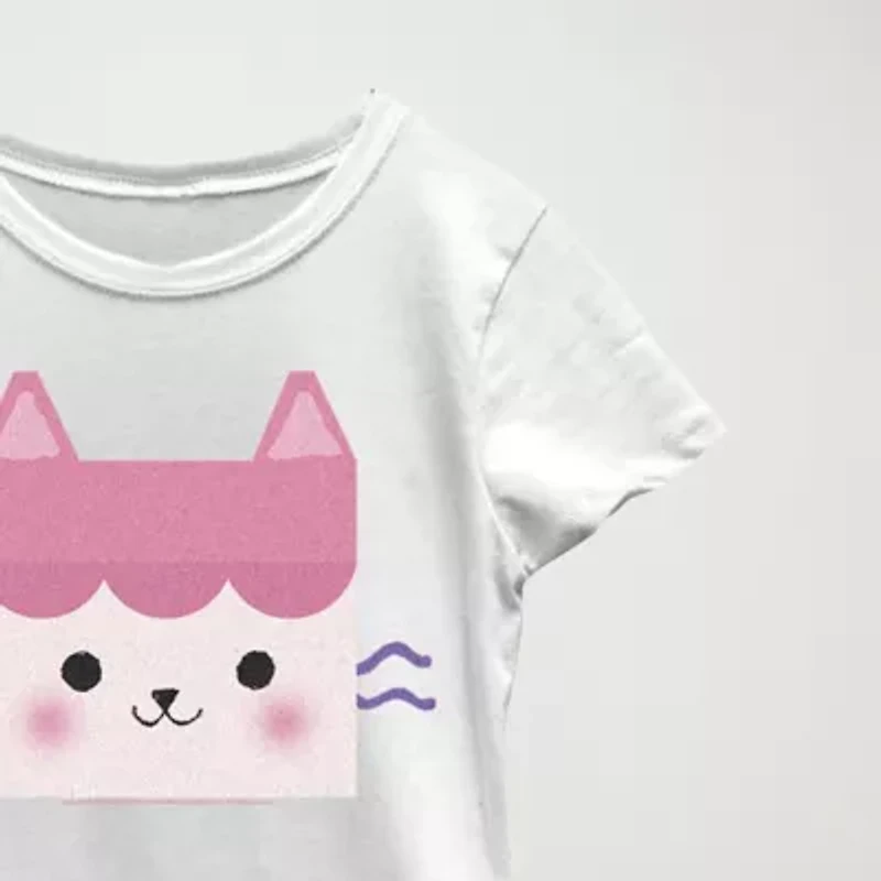 Little & Big Kid Girls Crew Neck Short Sleeve Regular Fit Gabby's Dollhouse Graphic T-Shirt