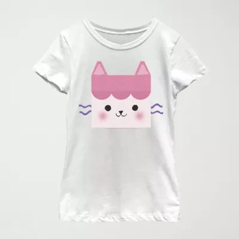 Little & Big Kid Girls Crew Neck Short Sleeve Regular Fit Gabby's Dollhouse Graphic T-Shirt