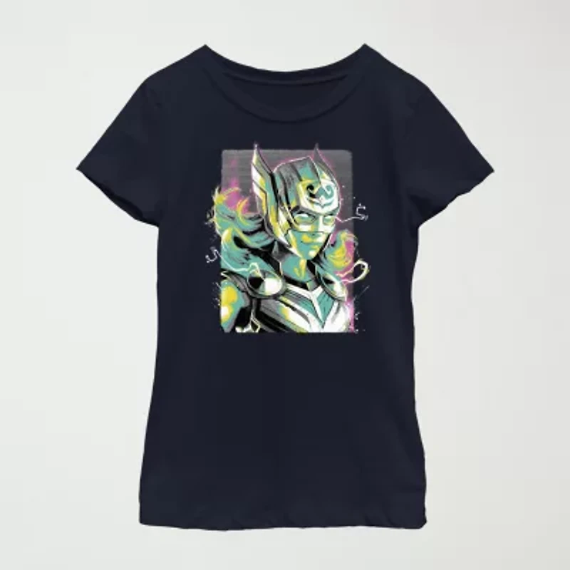 Little & Big Kid Girls Crew Neck Short Sleeve Regular Fit Thor Graphic T-Shirt