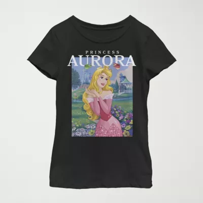 Disney Little & Big Kid Girls Crew Neck Short Sleeve Regular Fit Sleeping Beauty Graphic T-Shirt