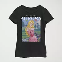 Disney Little & Big Kid Girls Crew Neck Short Sleeve Regular Fit Sleeping Beauty Graphic T-Shirt