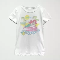 Disney Little & Big Kid Girls Crew Neck Short Sleeve Regular Fit Ariel Graphic T-Shirt