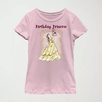 Disney Little & Big Kid Girls Crew Neck Short Sleeve Regular Fit Belle Graphic T-Shirt