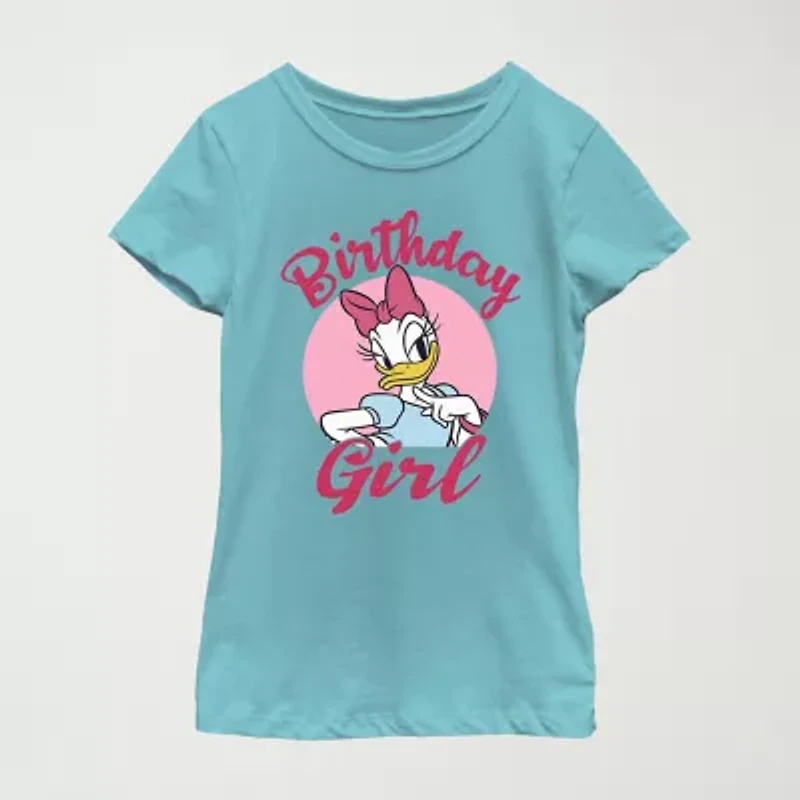 Disney Little & Big Kid Girls Crew Neck Short Sleeve Regular Fit Mickey and Friends Graphic T-Shirt