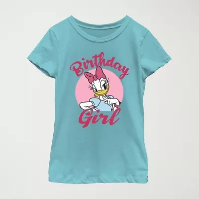 Disney Little & Big Kid Girls Crew Neck Short Sleeve Regular Fit Mickey and Friends Graphic T-Shirt