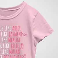 Disney Little & Big Kid Girls Crew Neck Short Sleeve Regular Fit Princess Graphic T-Shirt