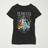 Disney Little & Big Kid Girls Crew Neck Short Sleeve Regular Fit Aladdin Graphic T-Shirt